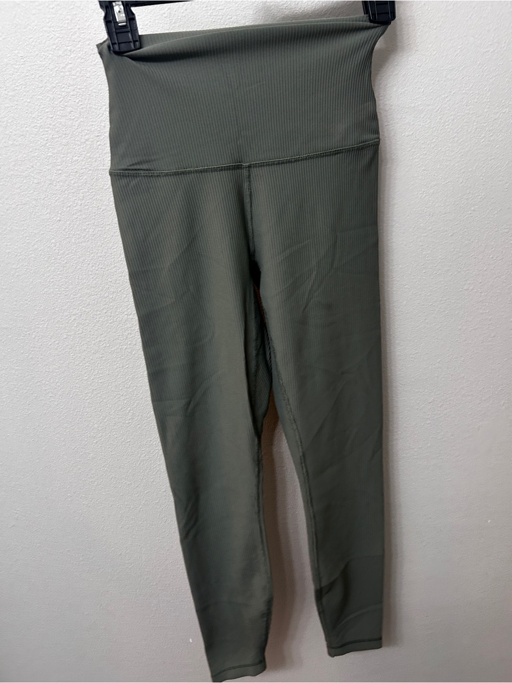 90 Degree By Reflex gray/ Olive Ribbed High-Waist Leggings